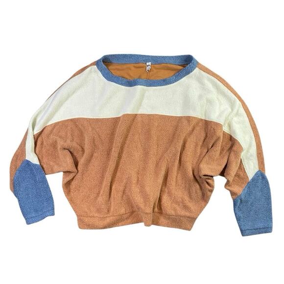 Free People Colorblock Sweater - Cream, Brown, Blue - Picture 2 of 4